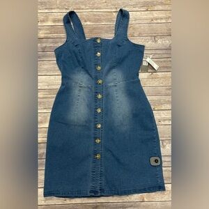 Sharagano Blue Denim Mini Dress Size 12 Large NEW!